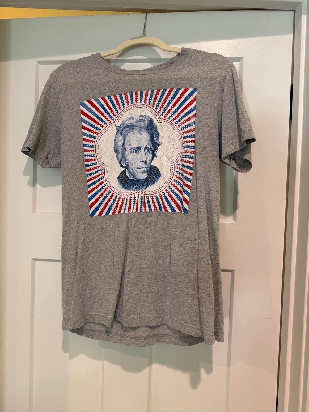 HERMITAGE Grey Graphic Men's T‑Shirt with Patriotic Portrait-Size M